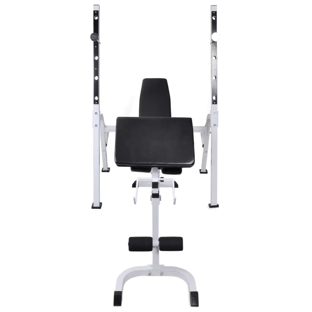 Banco musculação c/ suporte p/ pesos + barras e halteres 60,5kg