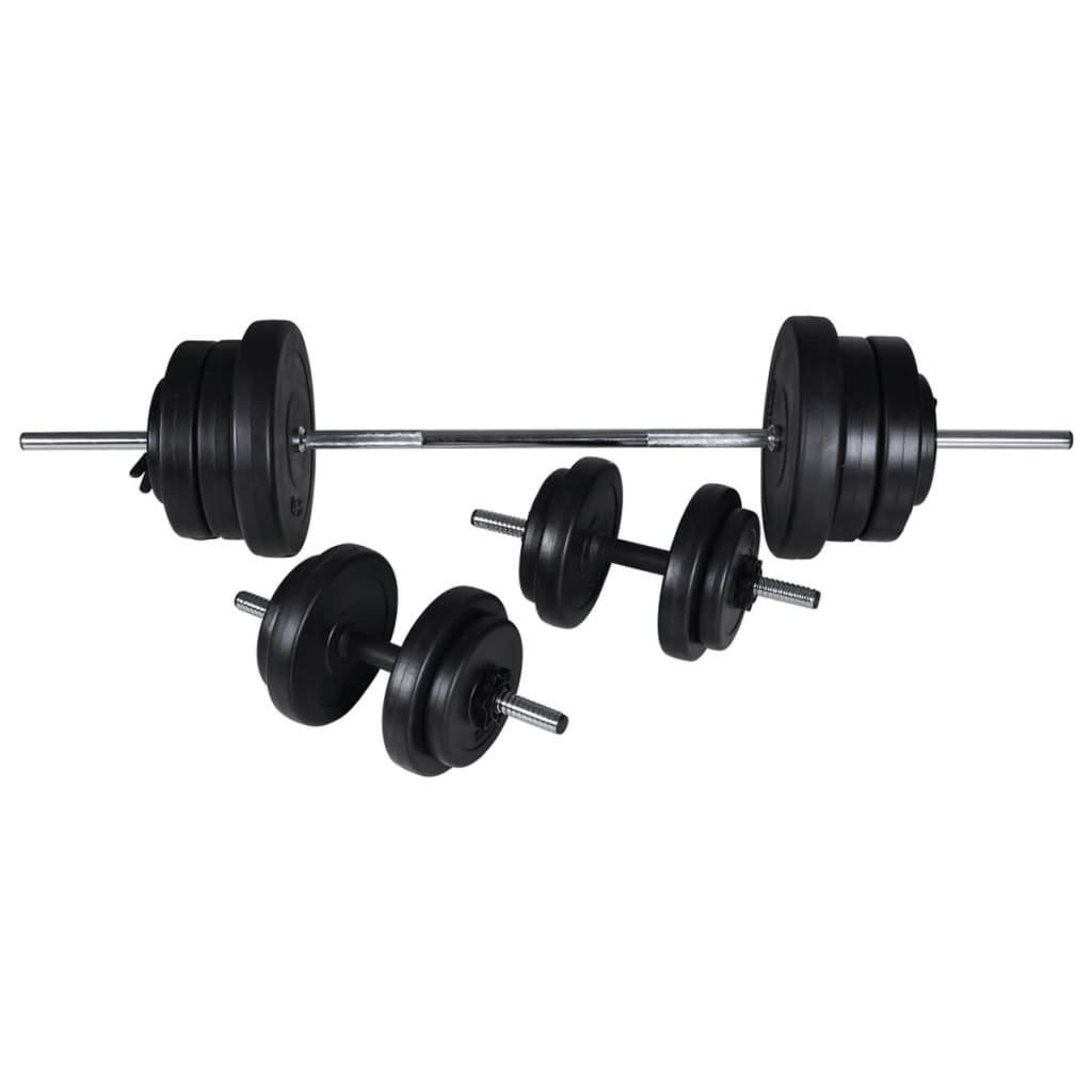 Banco musculação c/ suporte p/ pesos + barras e halteres 60,5kg
