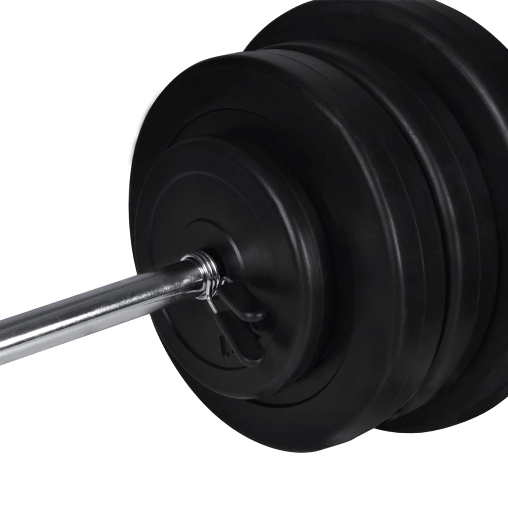 Banco musculação c/ suporte p/ pesos + barras e halteres 60,5kg