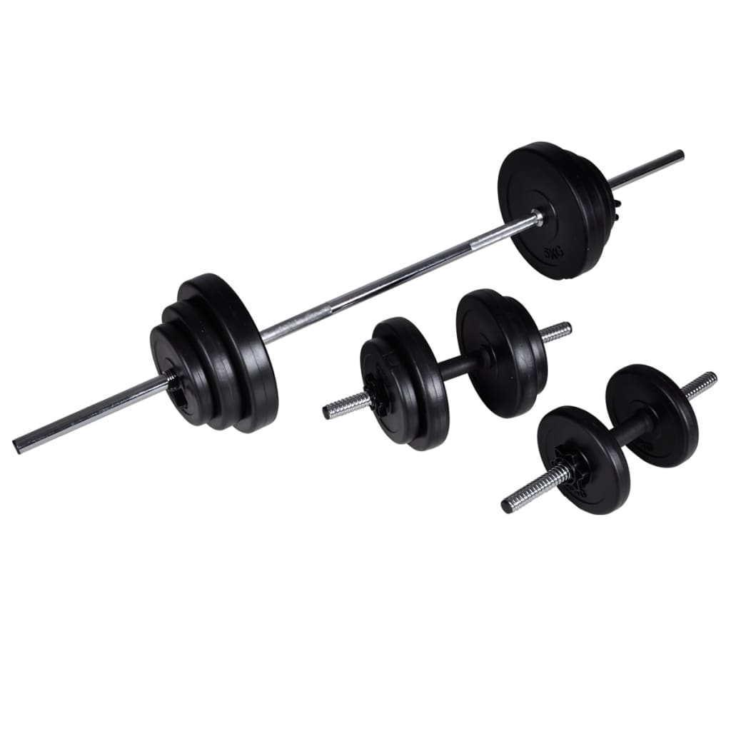 Banco musculação c/ suporte p/ pesos + barras e halteres 30,5kg