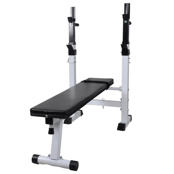 Banco musculação c/ suporte p/ pesos + barras e halteres 120 kg
