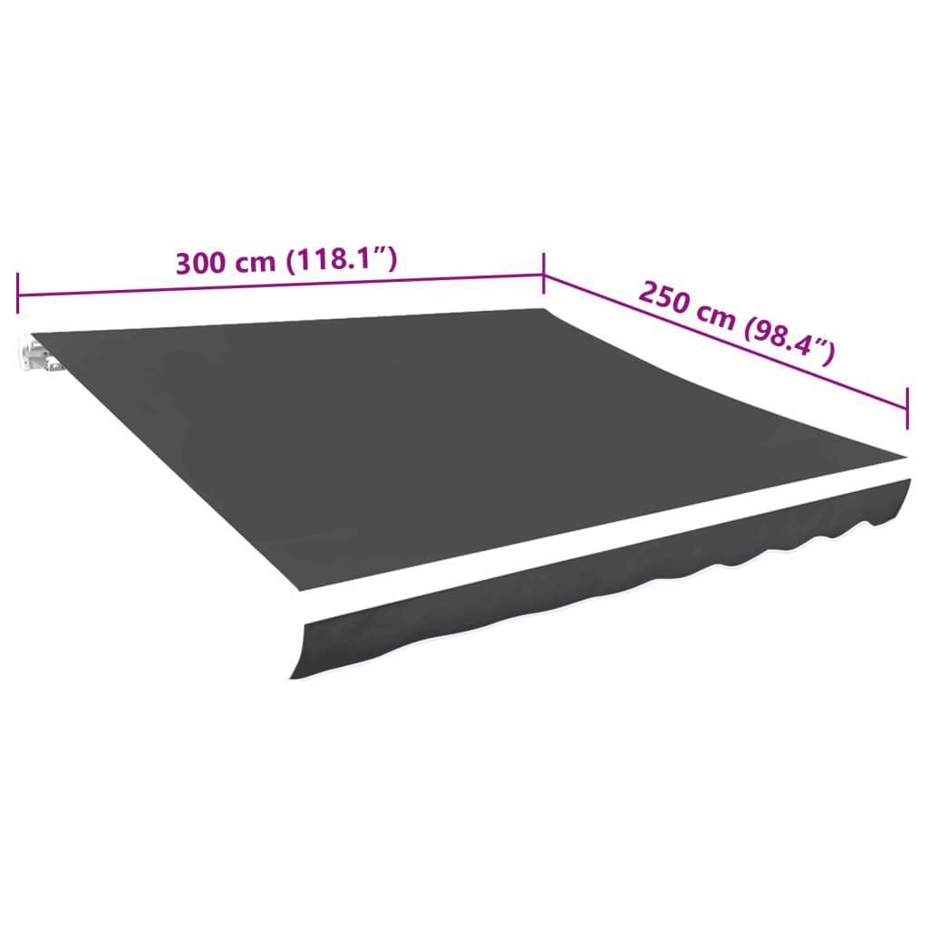 Lona para toldo antracite 300x250 cm
