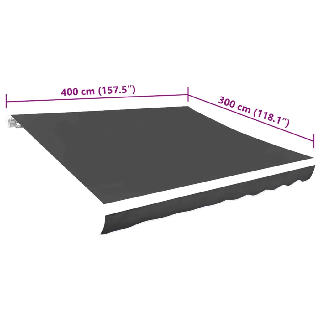 Lona para toldo antracite 400x300 cm
