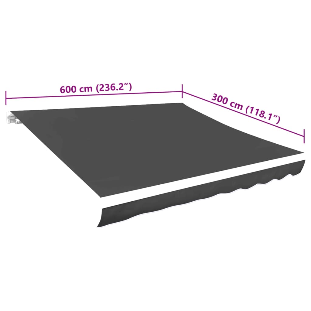 Lona para toldo antracite 600x300 cm