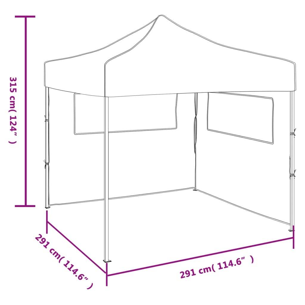 Tenda festas pop-up dobrável 2 paredes laterais 3x3 m antracite