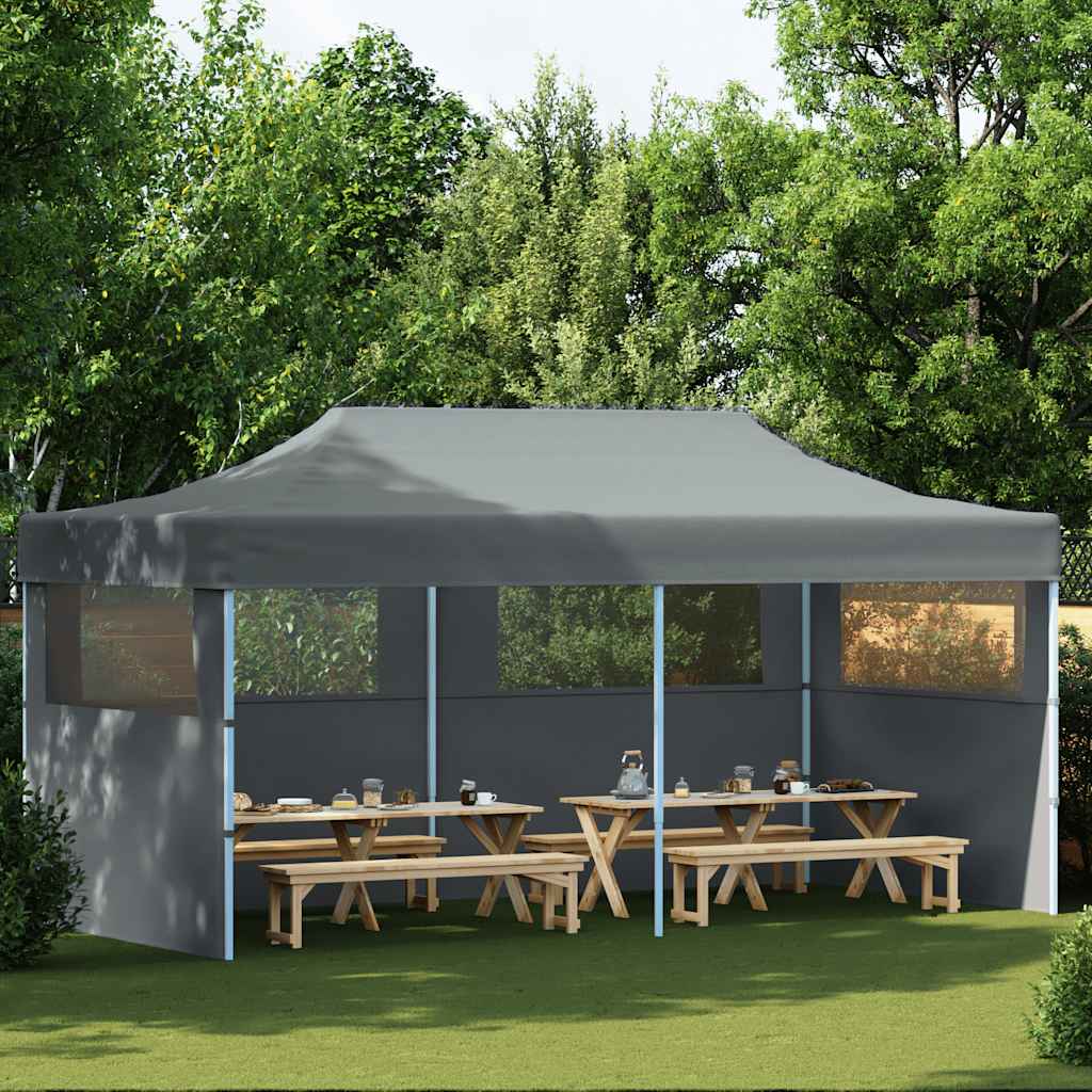 Tenda de festa pop-up dobrável paredes laterais 3x6 m antracite
