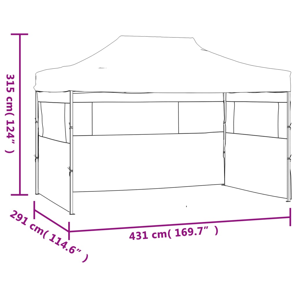 Tenda dobrável com 3 paredes 3x4,5 m azul