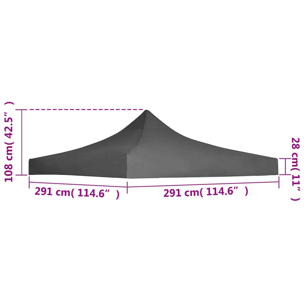 Teto para tenda de festas 3 x 3 m antracite