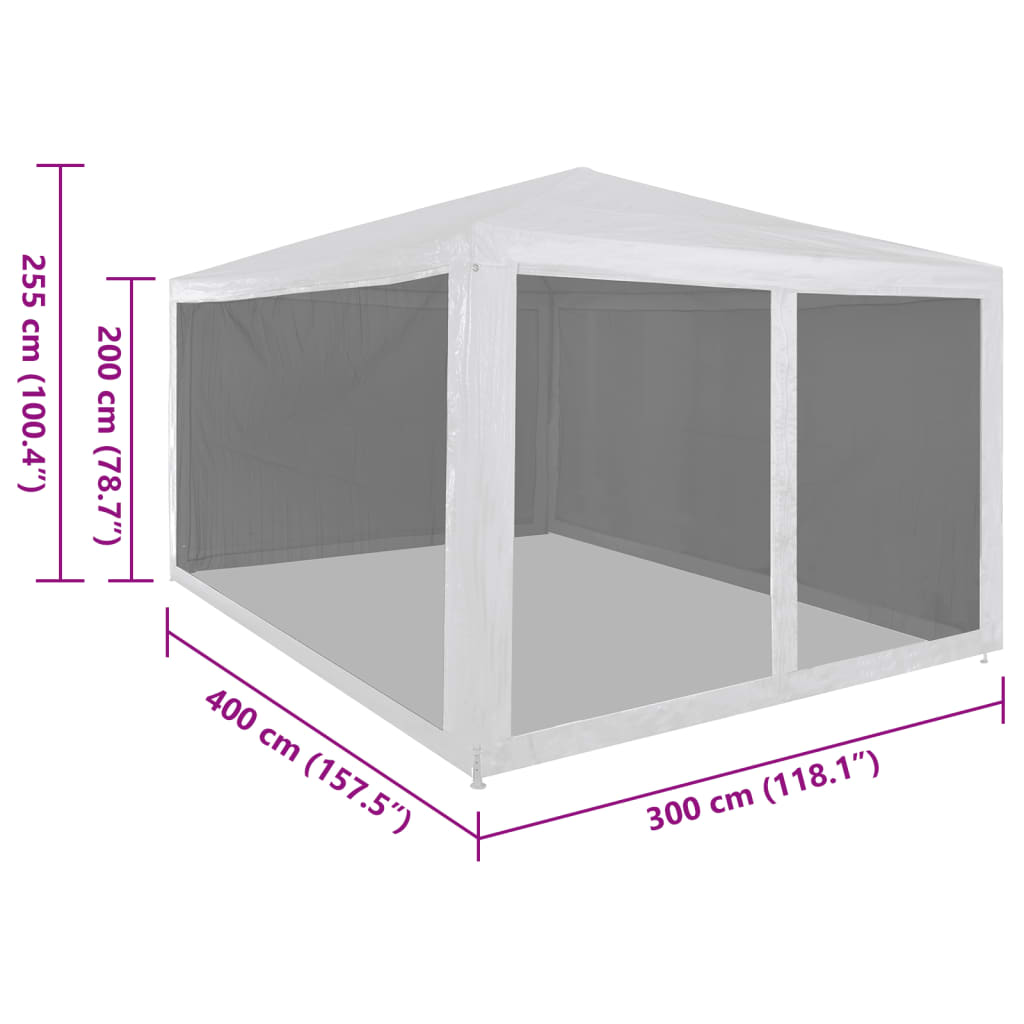 Tenda para festas com 4 paredes laterais em rede 4x3 m