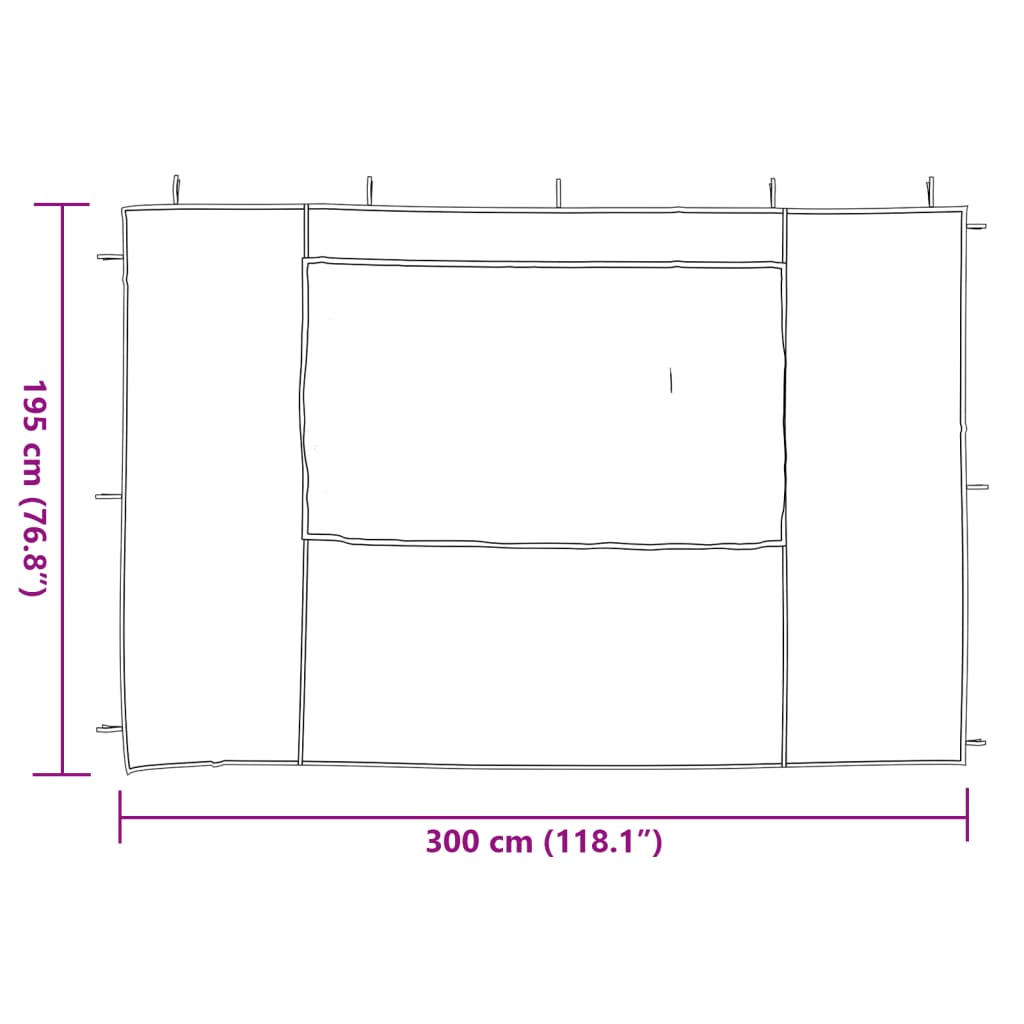 Parede lateral com janela p/ tenda de festas 2 pcs PE branco