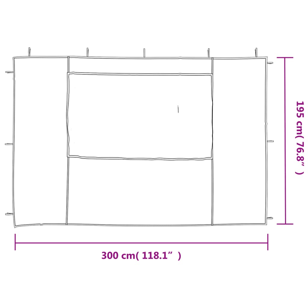 Parede lateral com janela p/ tenda de festas 2 pcs PE azul