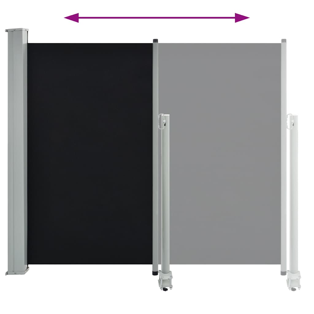 Toldo lateral retrátil para pátio 120x300 cm preto