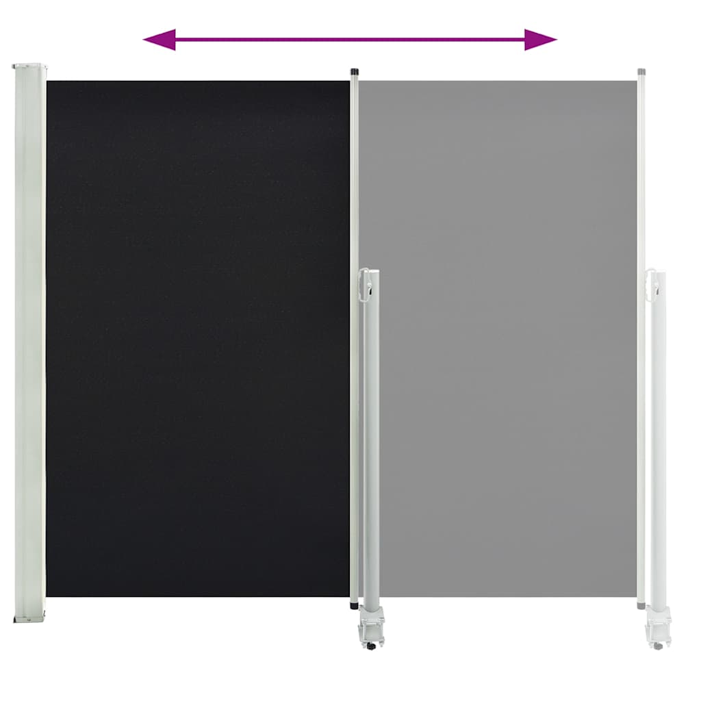 Toldo lateral retrátil para pátio 160x300 cm preto