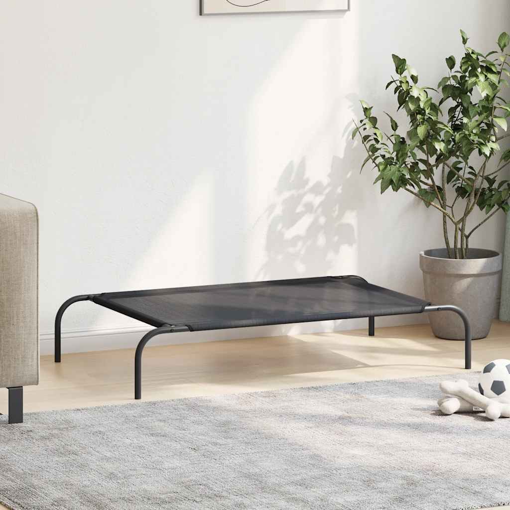 Cama para cães elevada preto L textilene