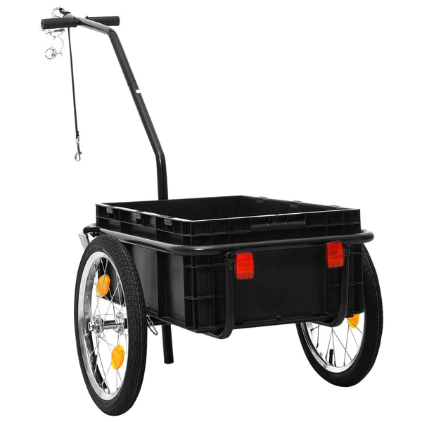 Reboque p/ bicicleta/carroça de mão 155x60x83cm aço preto