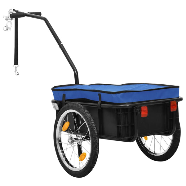 Reboque p/ bicicleta/carroça de mão 155x60x83cm aço azul