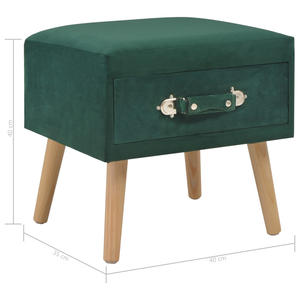 Mesa de cabeceira 40x35x40 cm veludo verde