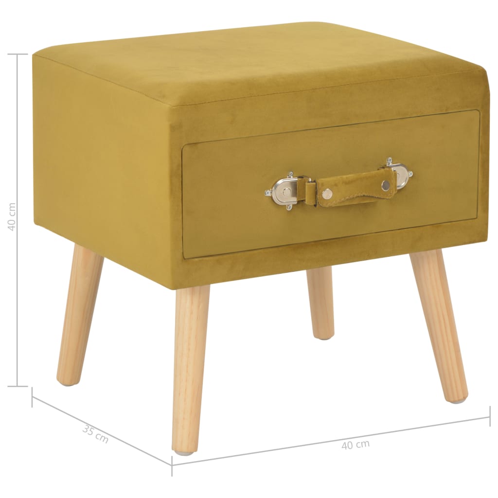 Mesa-de-cabeceira 40x35x40 cm veludo mostarda
