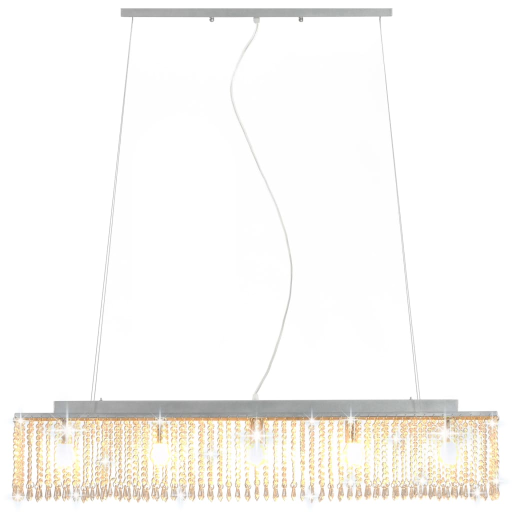 Candeeiro de teto com contas de cristal 104 cm E14 prateado
