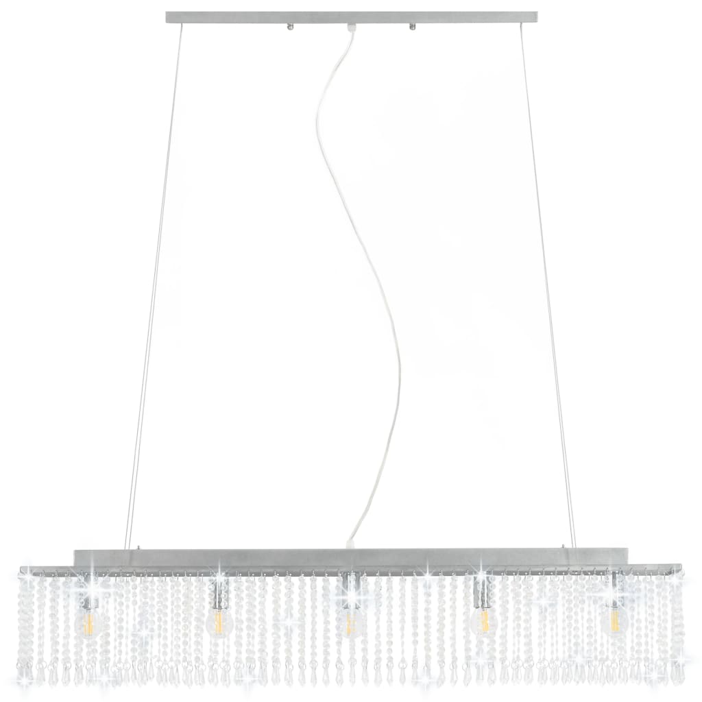 Candeeiro de teto com contas de cristal 104 cm E14 prateado