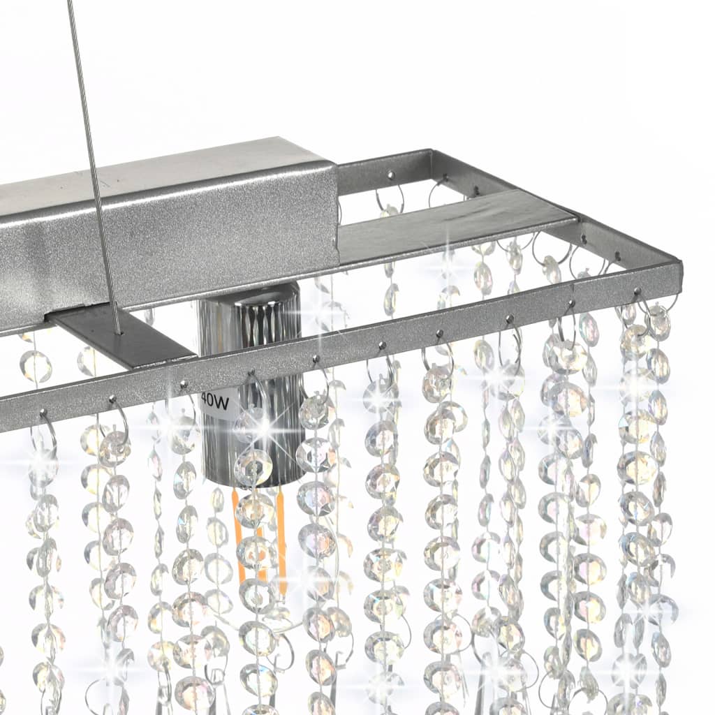 Candeeiro de teto com contas de cristal 104 cm E14 prateado