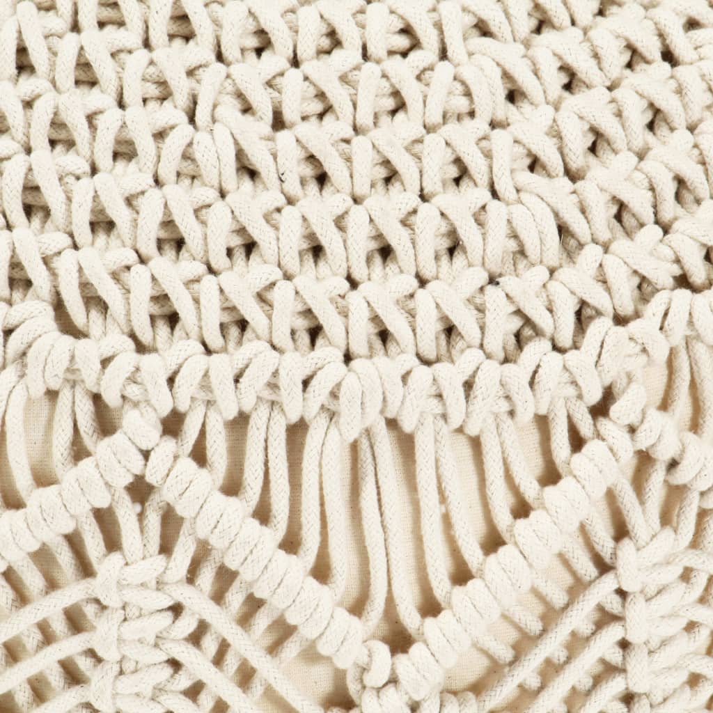 Pufe artesanal macramé 45x30 cm algodão