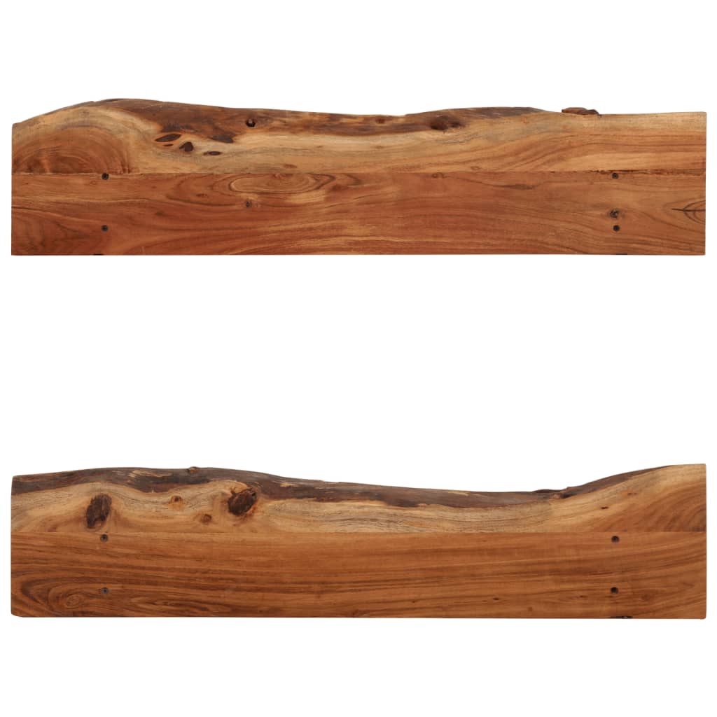 Prateleiras de parede 2 pcs 90x20x18cm madeira de acácia maciça