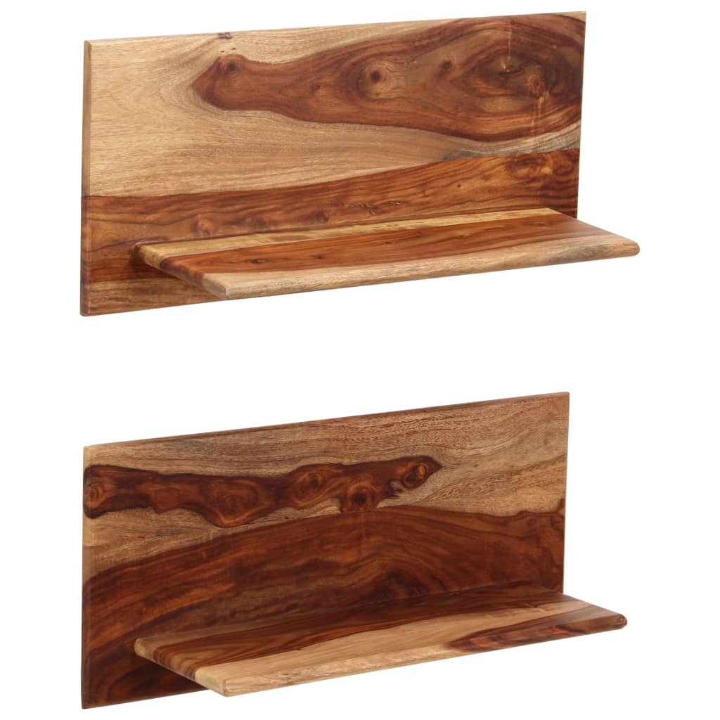 Prateleiras de parede 2 pcs 58x26x20cm madeira acácia maciça