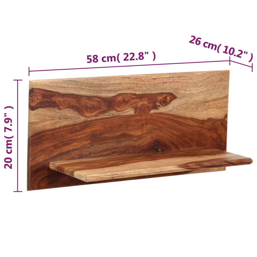 Prateleiras de parede 2 pcs 58x26x20cm madeira acácia maciça