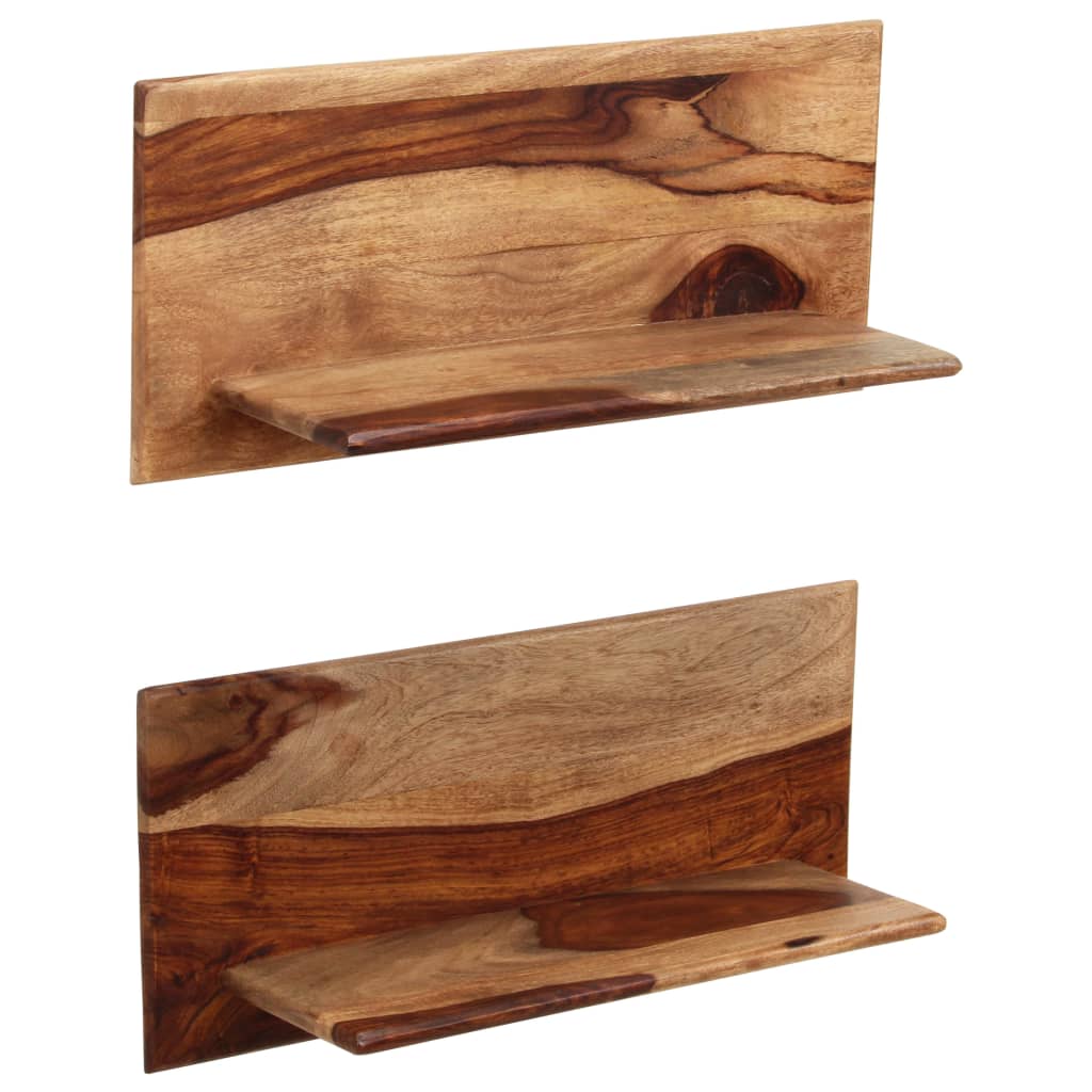 Prateleiras de parede 2 pcs 58x26x20cm madeira acácia maciça