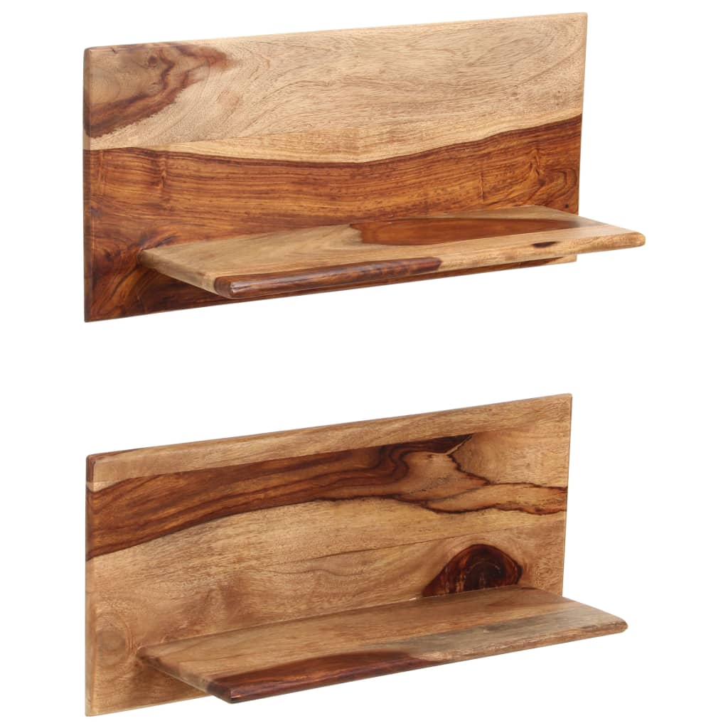 Prateleiras de parede 2 pcs 58x26x20cm madeira acácia maciça