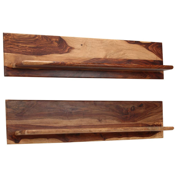 Prateleiras de parede 2 pcs 118x26x20cm madeira acácia maciça
