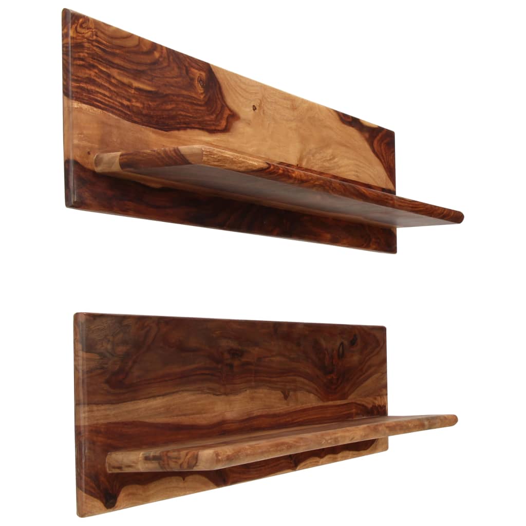Prateleiras de parede 2 pcs 118x26x20cm madeira acácia maciça