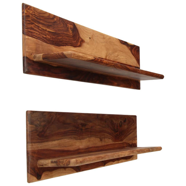 Prateleiras de parede 2 pcs 118x26x20cm madeira acácia maciça