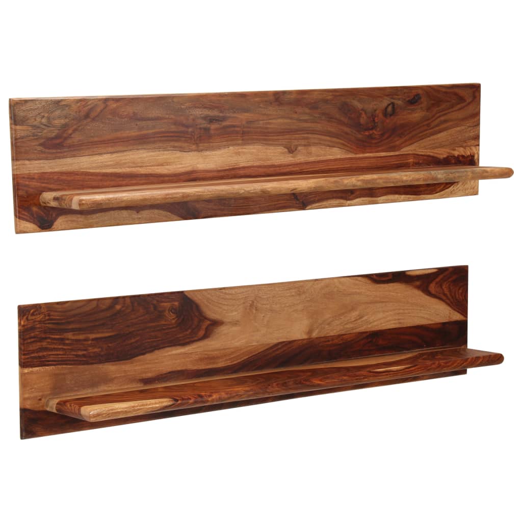 Prateleiras de parede 2 pcs 118x26x20cm madeira acácia maciça
