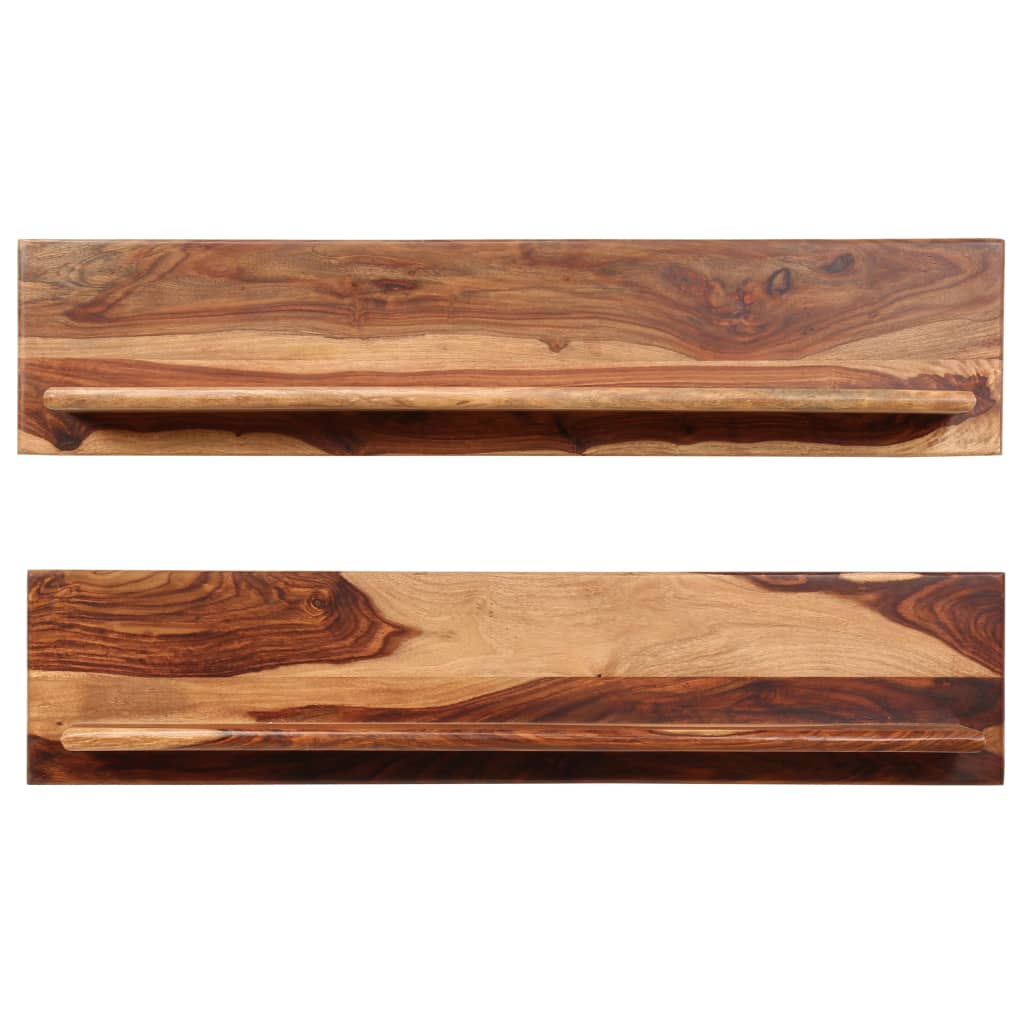 Prateleiras de parede 2 pcs 118x26x20cm madeira acácia maciça