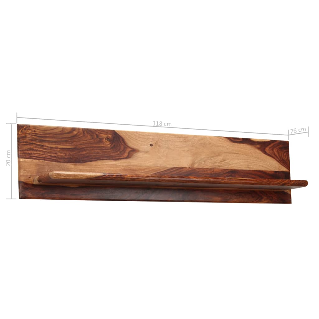 Prateleiras de parede 2 pcs 118x26x20cm madeira acácia maciça