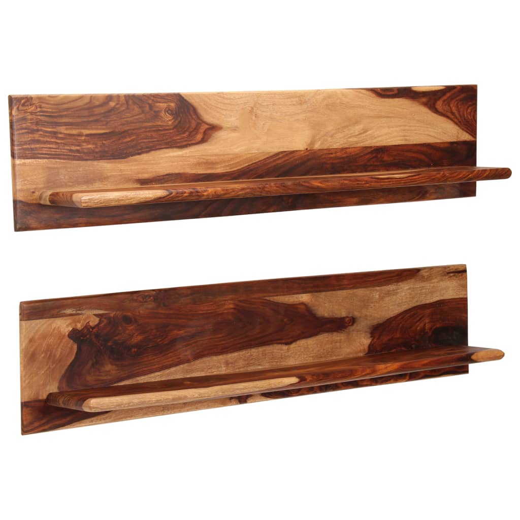 Prateleiras de parede 2 pcs 118x26x20cm madeira acácia maciça