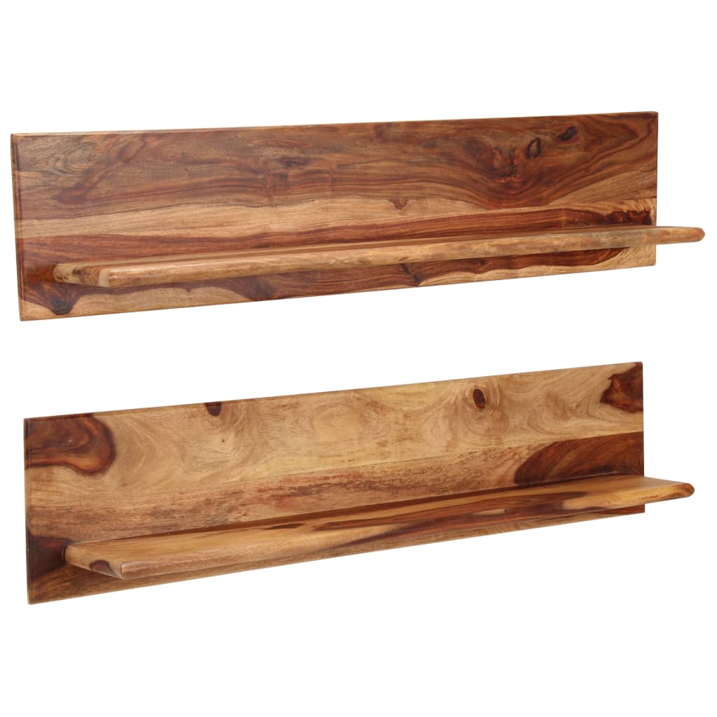 Prateleiras de parede 2 pcs 118x26x20cm madeira acácia maciça