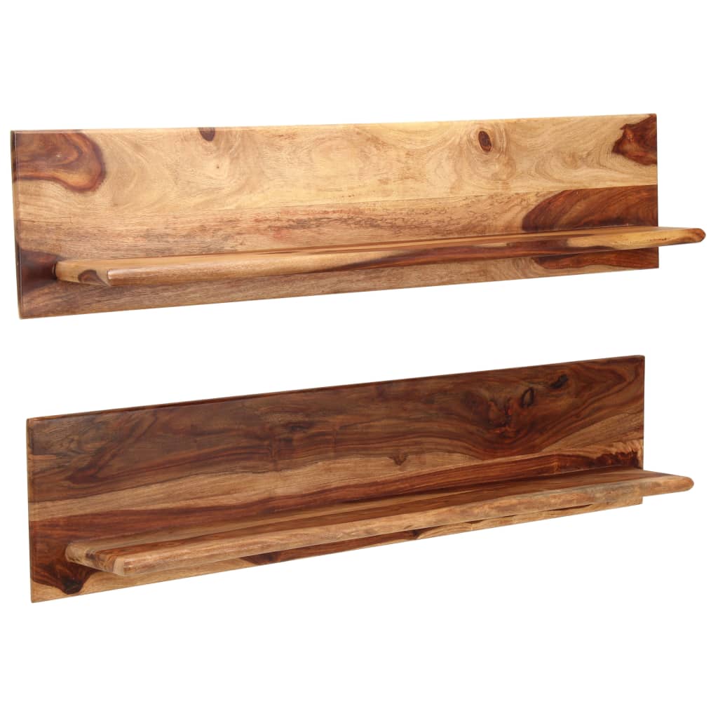 Prateleiras de parede 2 pcs 118x26x20cm madeira acácia maciça