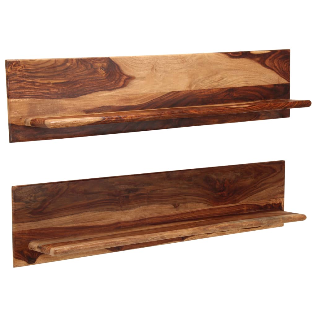 Prateleiras de parede 2 pcs 118x26x20cm madeira acácia maciça