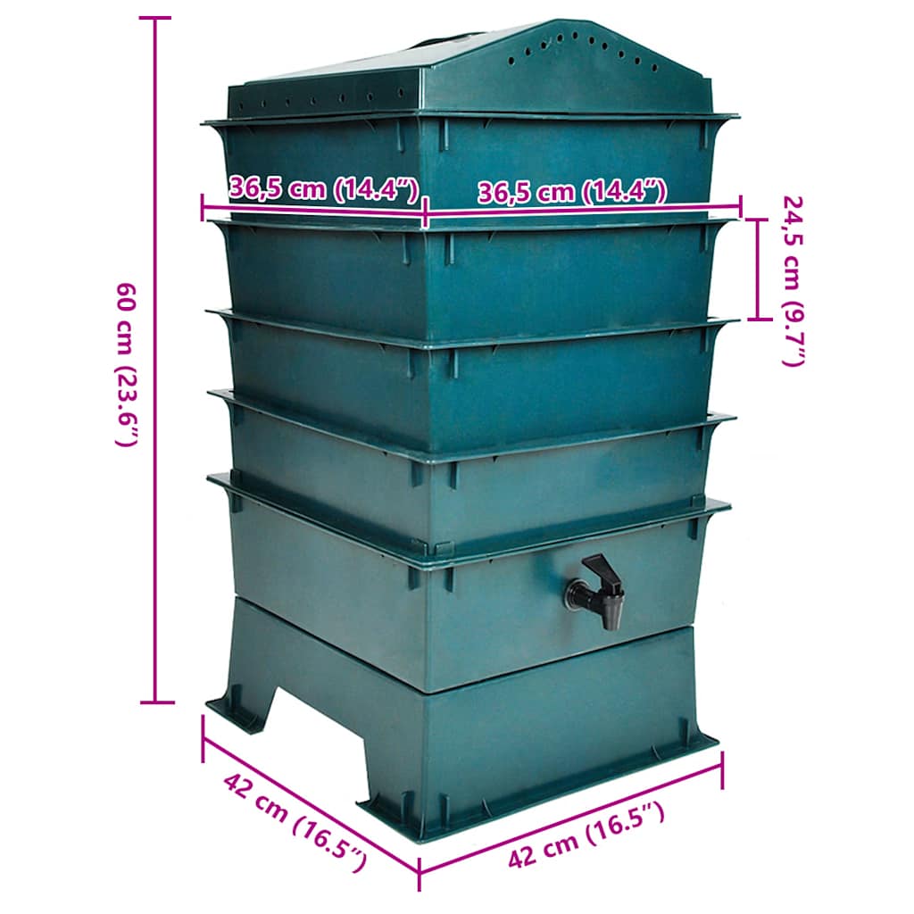 Bandejas para vermicompostagem 4 pcs 42x42x60 cm