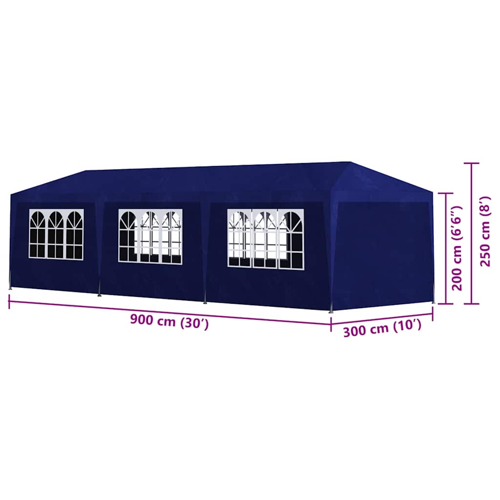Tenda para festas 3x9 m azul