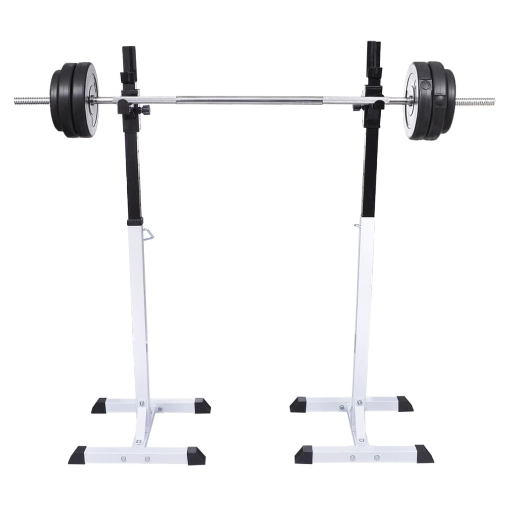 Conjunto de suportes de halteres para agachamentos