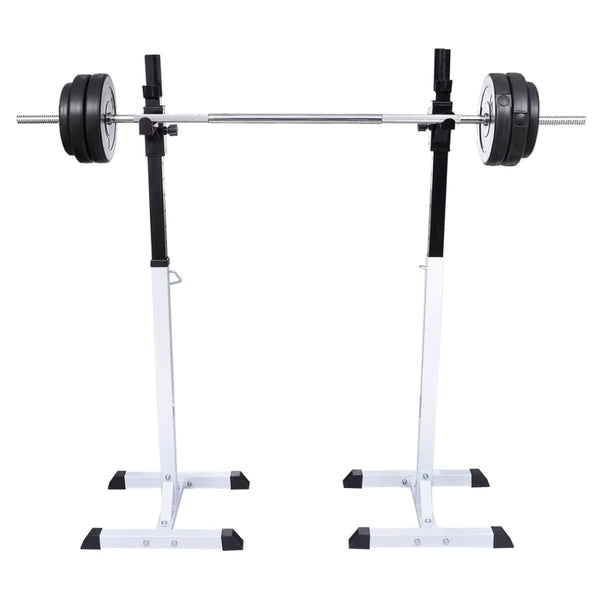 Conjunto de suportes de halteres para agachamentos