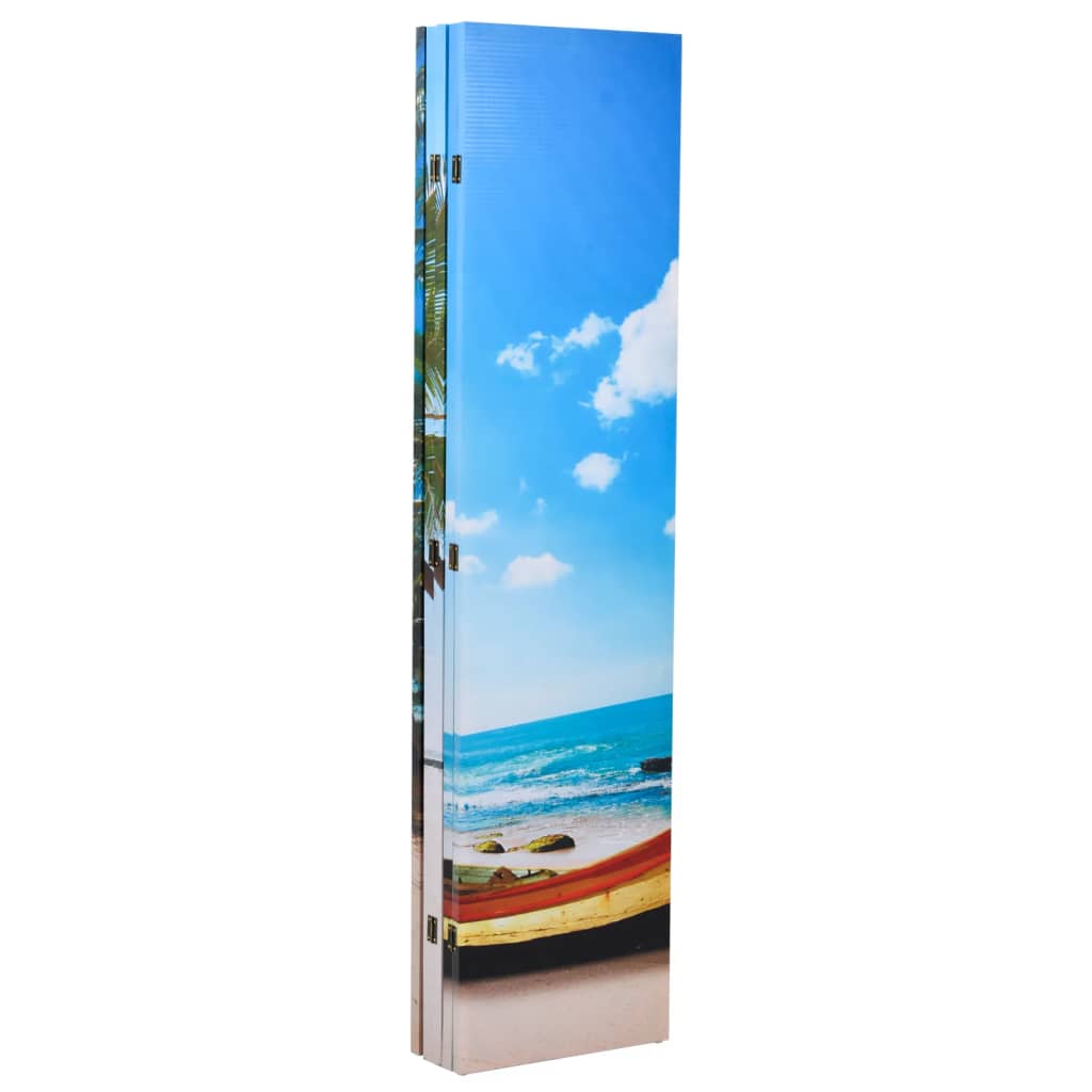 Biombo dobrável com estampa de praia 200x170 cm