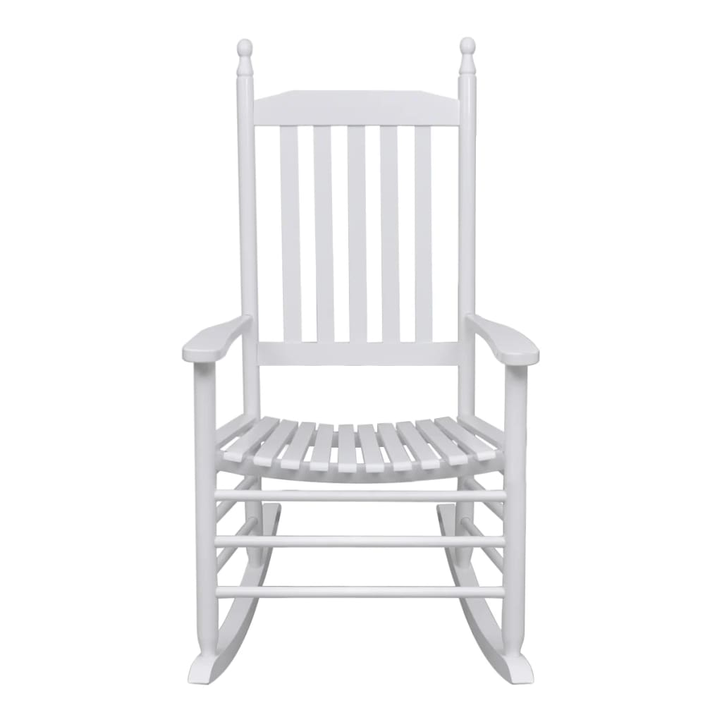 Cadeira de baloiço com assento curvo madeira branco