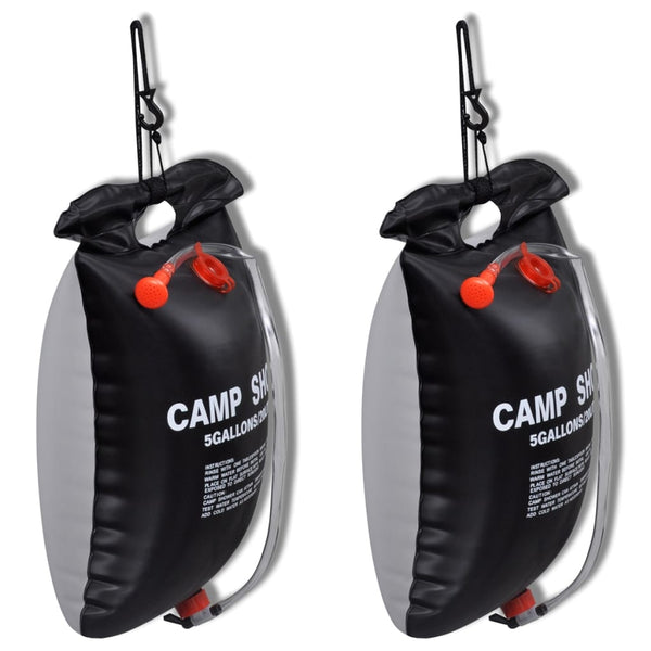 Chuveiro com aquecimento solar para campismo/exterior 20 L 2 pcs