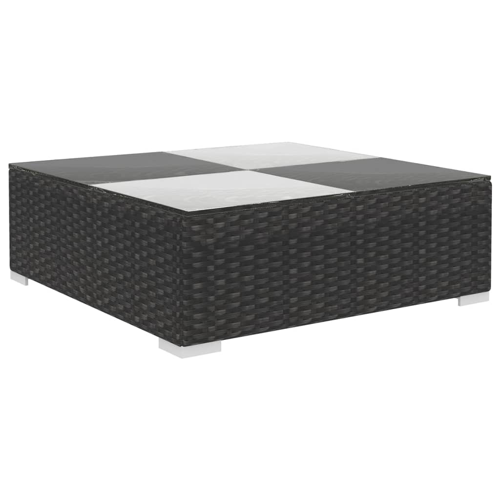 6 pcs conjunto lounge de jardim c/ almofadões vime PE preto