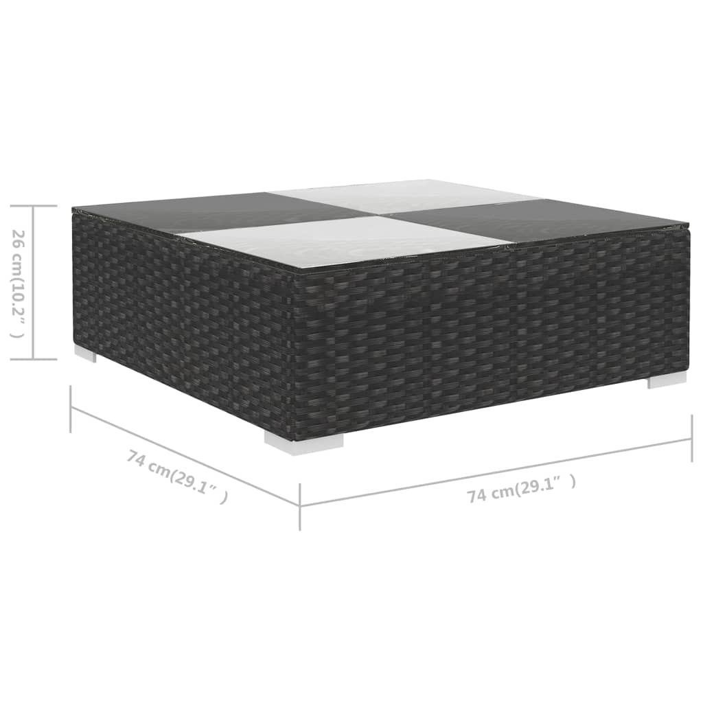6 pcs conjunto lounge de jardim c/ almofadões vime PE preto